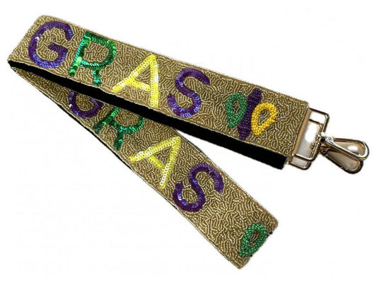 Mardi Gras Seed Bead Purse Strap