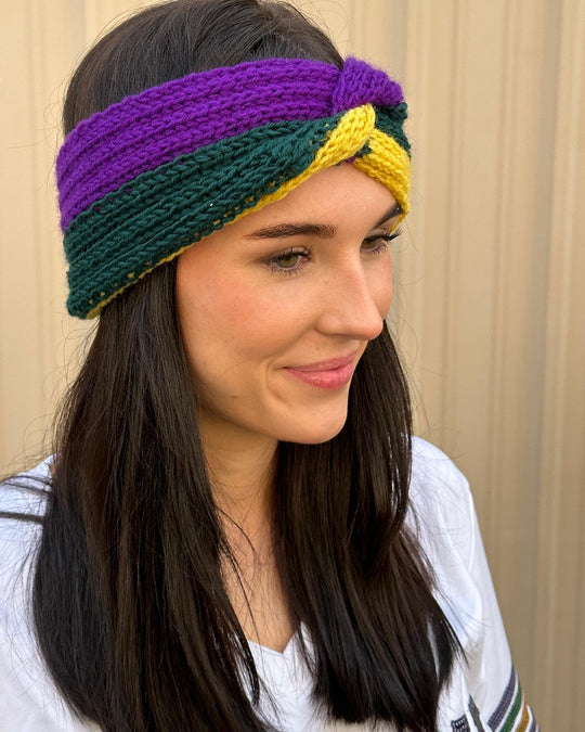 Mardi Gras Knit Headband/Headwrap