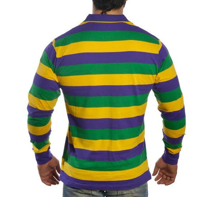 Mardi Gras Adult Long Sleeve Polo Rugby Shirt