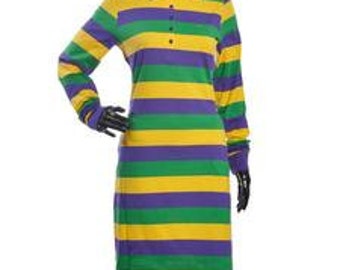 Mardi Gras Rugby Polo Dress With Purple, Green and Gold Infinity Stripes