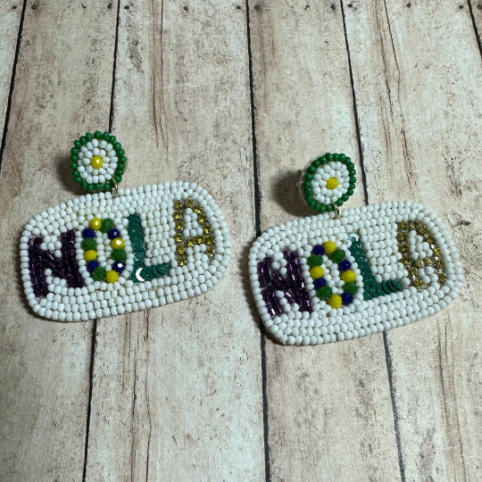 Mardi Gras Beaded NOLA Earrings