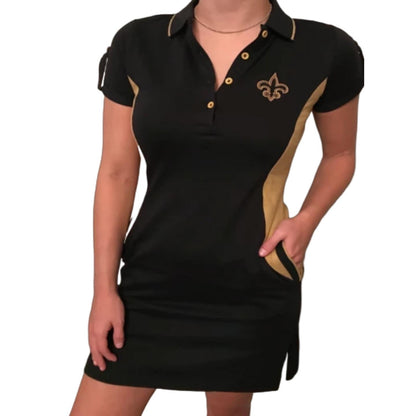 Black & Gold Fleur de Lis Dress W/Gold Side Panels