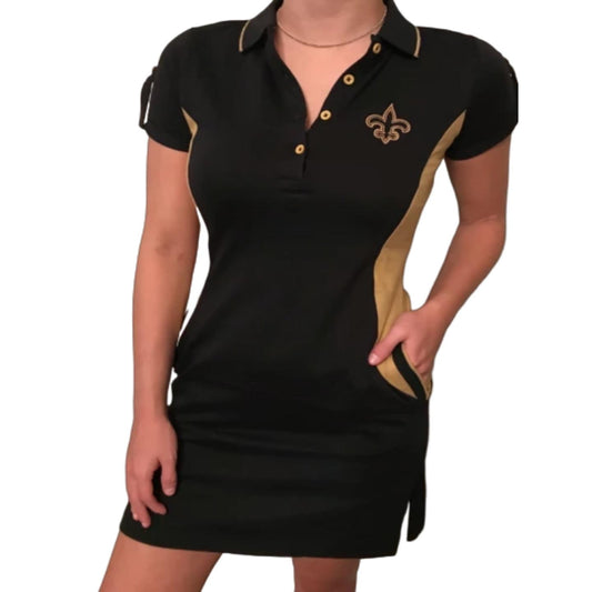 Black & Gold Fleur de Lis Dress W/Gold Side Panels