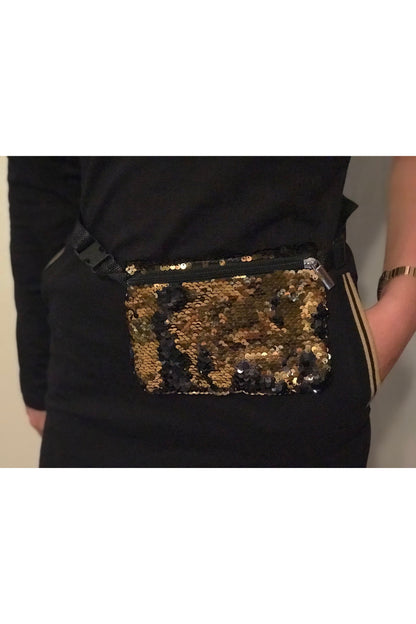 New Orleans Saints Black and Gold Reversible Sequin Fanny Pack