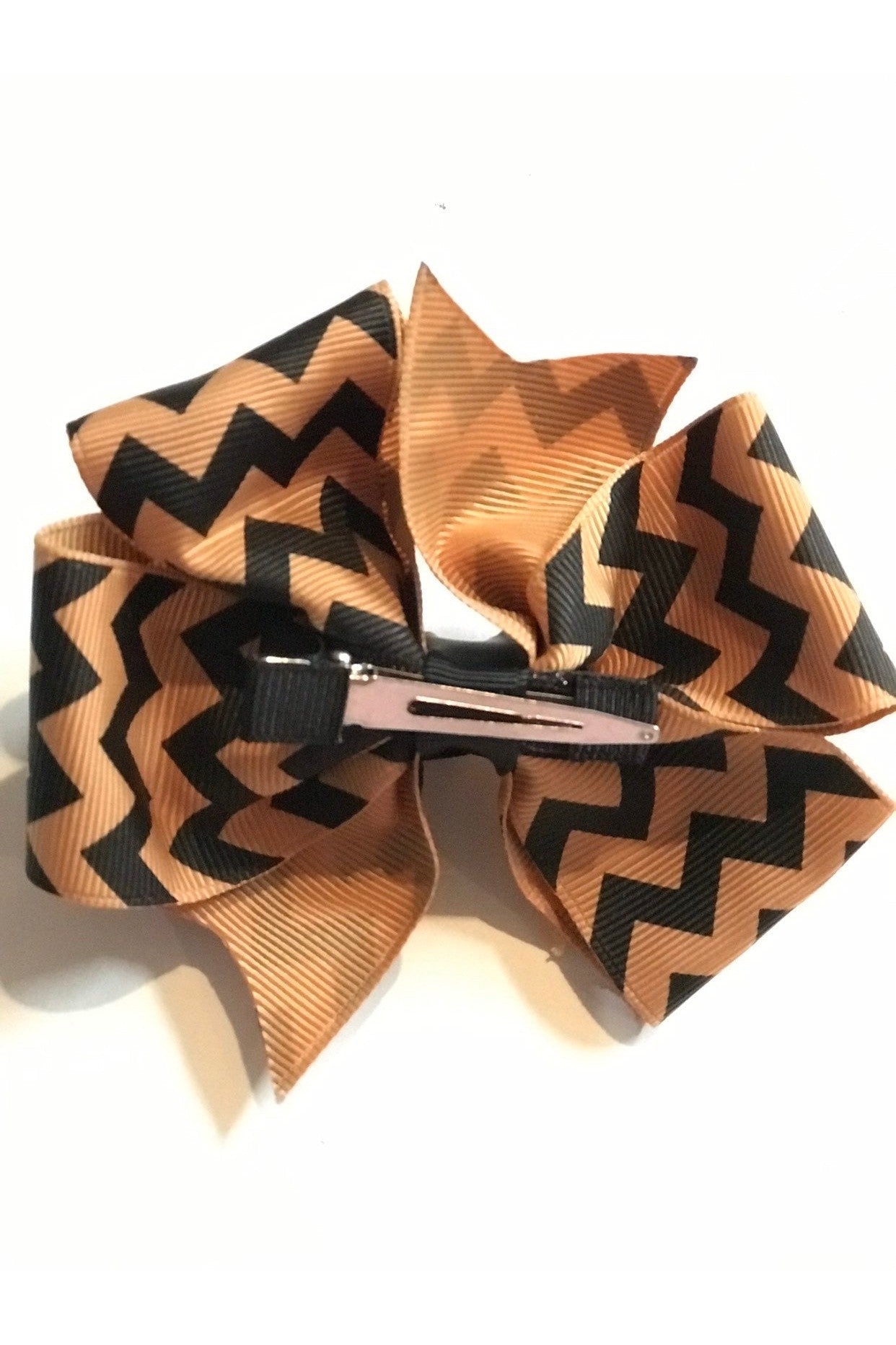 Saints Black & Gold Chevron Triple Layer Boutique Hair Bow W/Alligator Clip