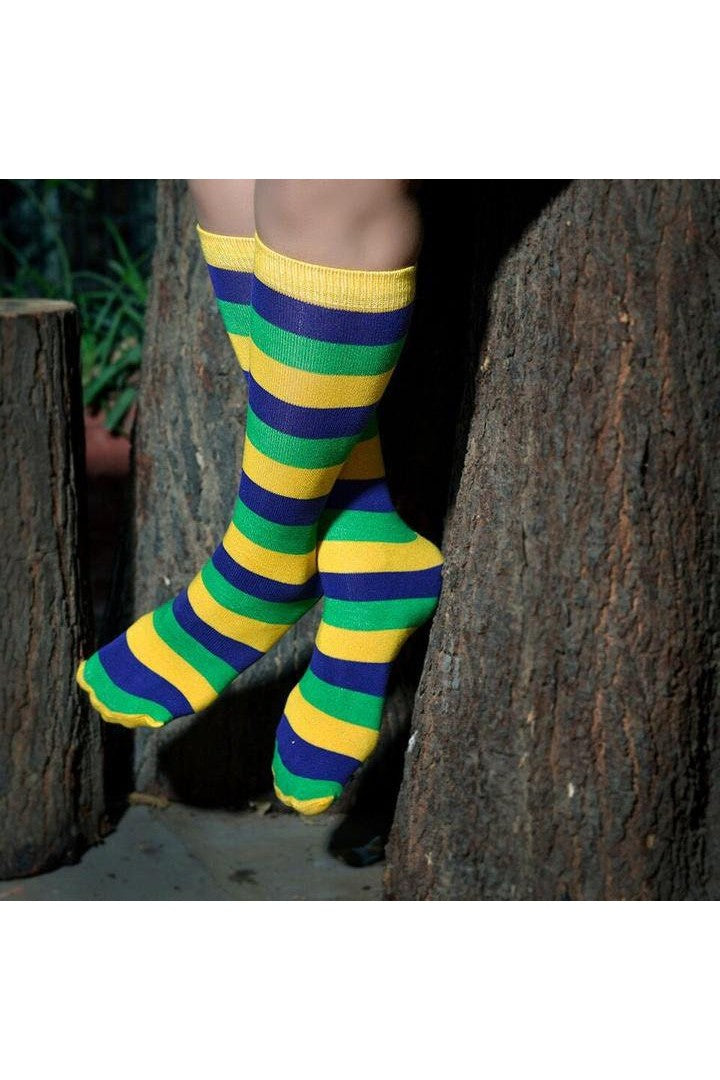 Mardi Gras Striped Socks