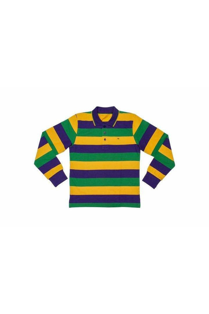 Mardi Gras Kids Long Sleeve Rugby Polo Shirt