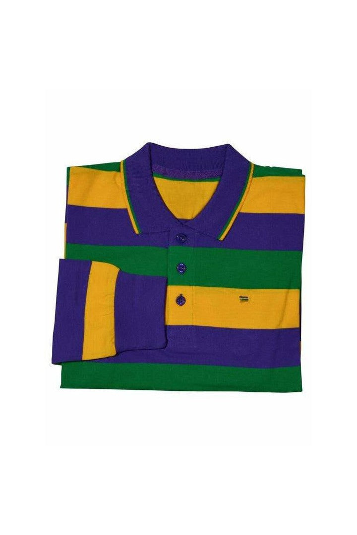 Mardi Gras Kids Long Sleeve Rugby Polo Shirt