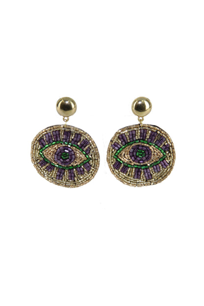 Mardi Gras Evil Eye Earrings