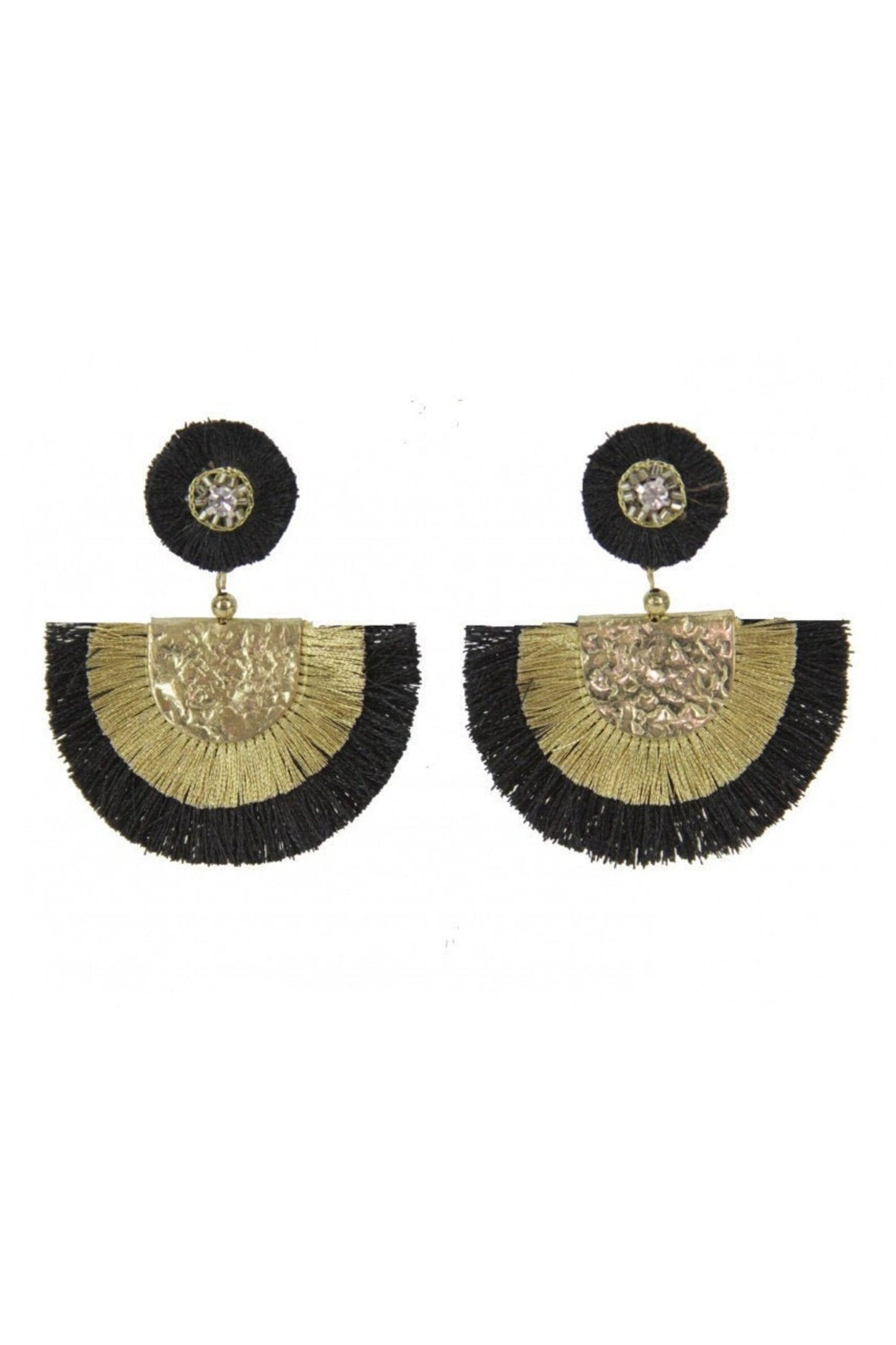 Black and Gold Tassel Earrings