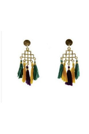 Mardi Gras Tassel Earrings