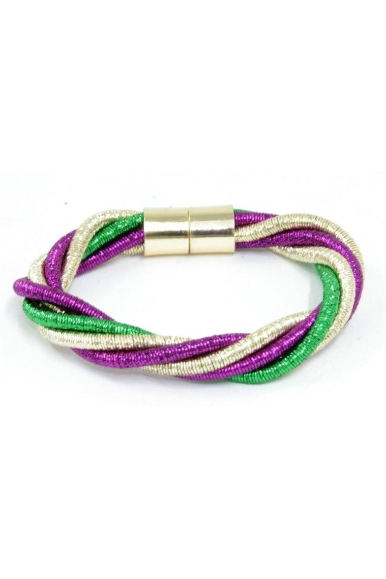 Mardi Gras Magnetic Spiral Braided Bracelet