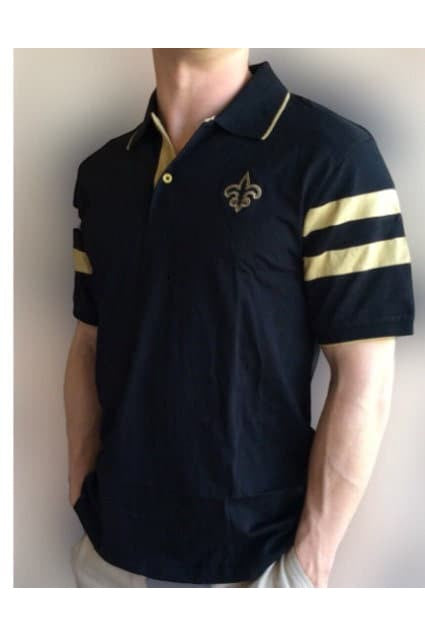 Black and Gold Fleur de Lis Unisex Adult Short Sleeve Polo Shirt