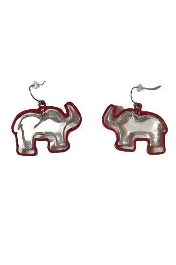 Crimson and Silver Double Elephant Earrings