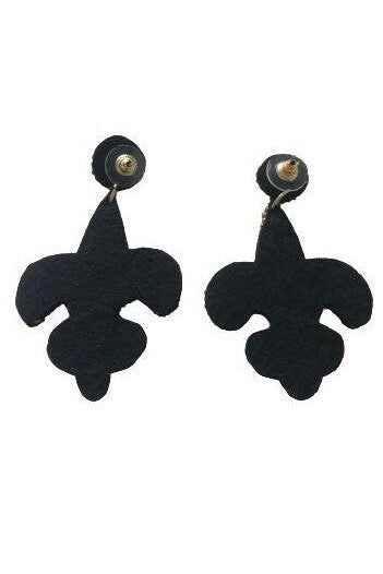 Black and Gold Fleur de Lis Earrings