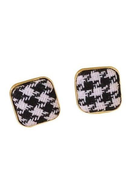 Black & White Square Houndstooth Earrings