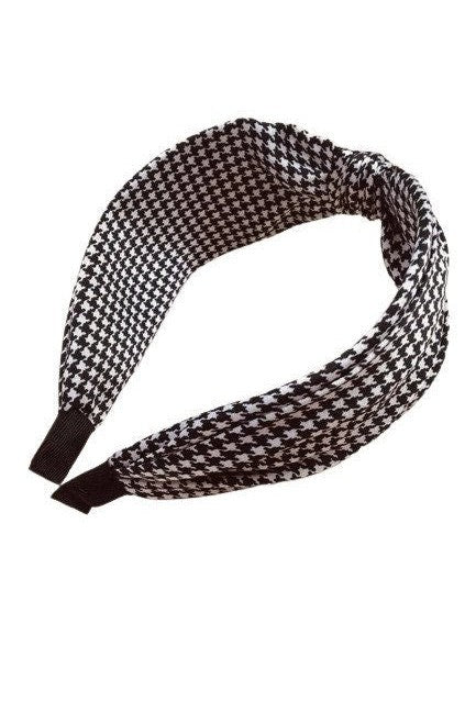 Black & White Houndstooth Knot Headband