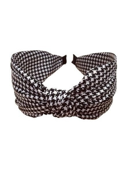 Black & White Houndstooth Knot Headband