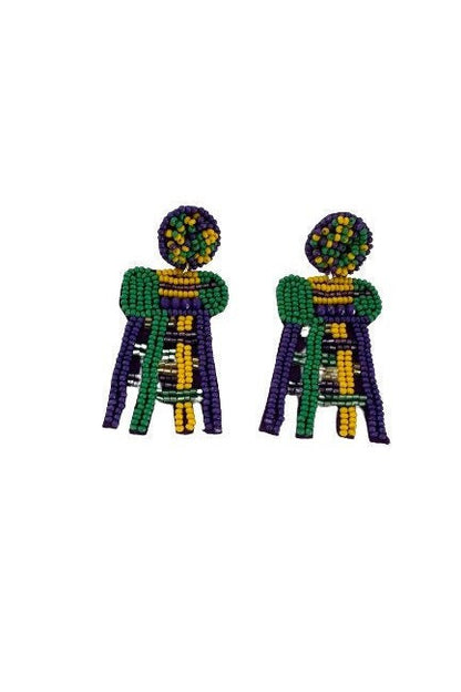 Mardi Gras Beaded Ladder Chair Earrings