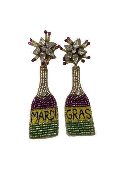 Mardi Gras Champagne Bottle Earrings