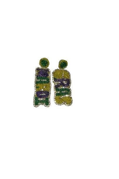 Mardi Gras Beaded Earrings