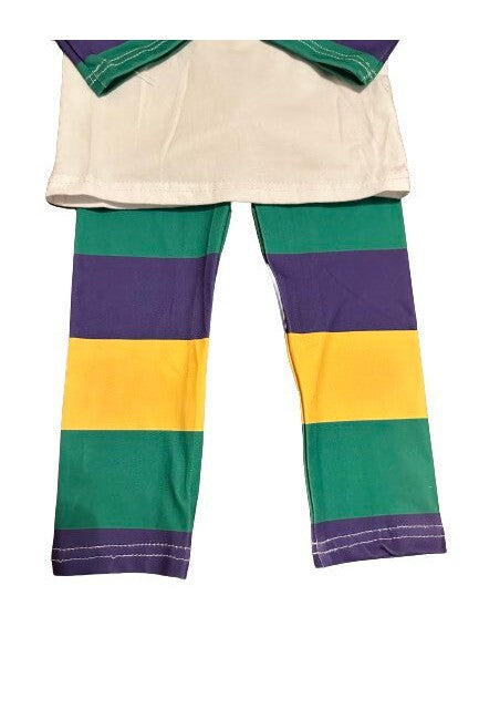 Mardi Gras Kids 2 Piece Outfit WPurple, Green & Gold Stripes