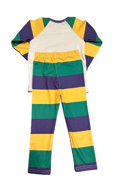 Mardi Gras Kids 2 Piece Outfit WPurple, Green & Gold Stripes