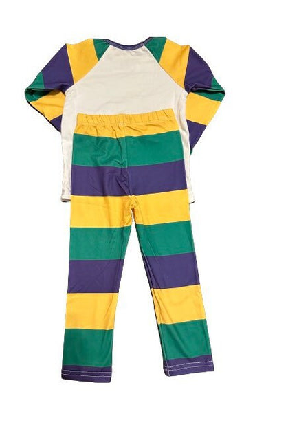 Mardi Gras Kids 2 Piece Outfit WPurple, Green & Gold Stripes