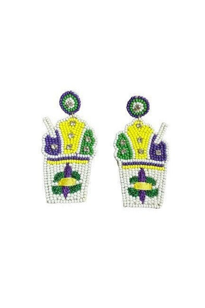 Mardi Gras Beaded Snowball Earrings