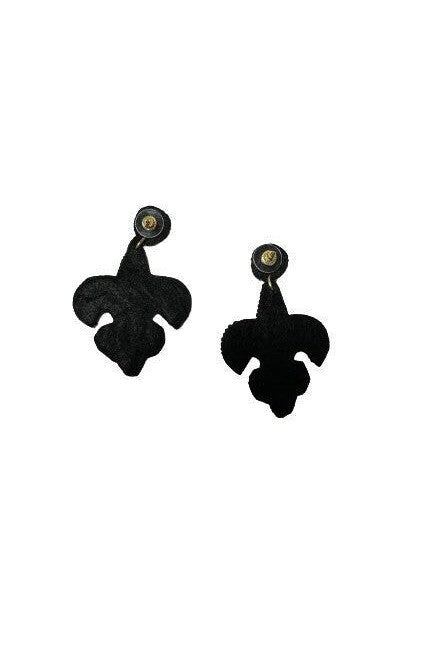 Black and Gold Fleur de Lis Earrings