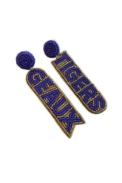 Beaded Geaux Tigers Earrings