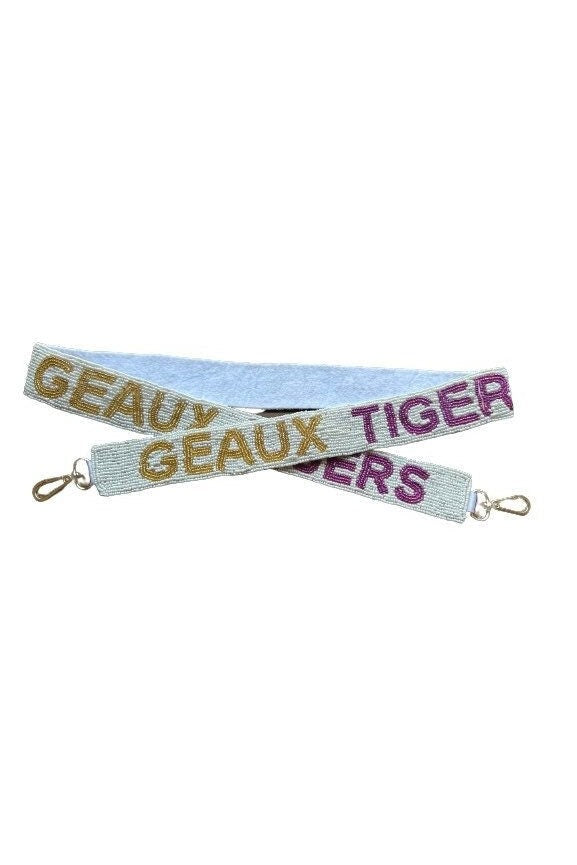 LSU Geaux Tigers Beaded Purse Strap