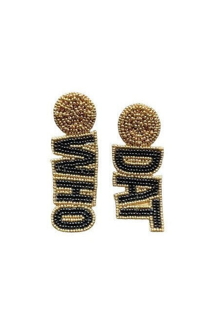 Who Dat Beaded Dangle Earrings