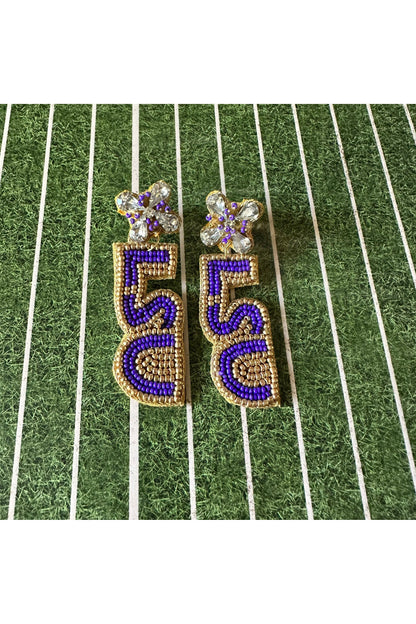 Beaded LSU Earrings