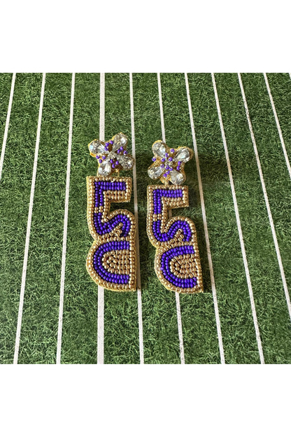 Beaded LSU Earrings