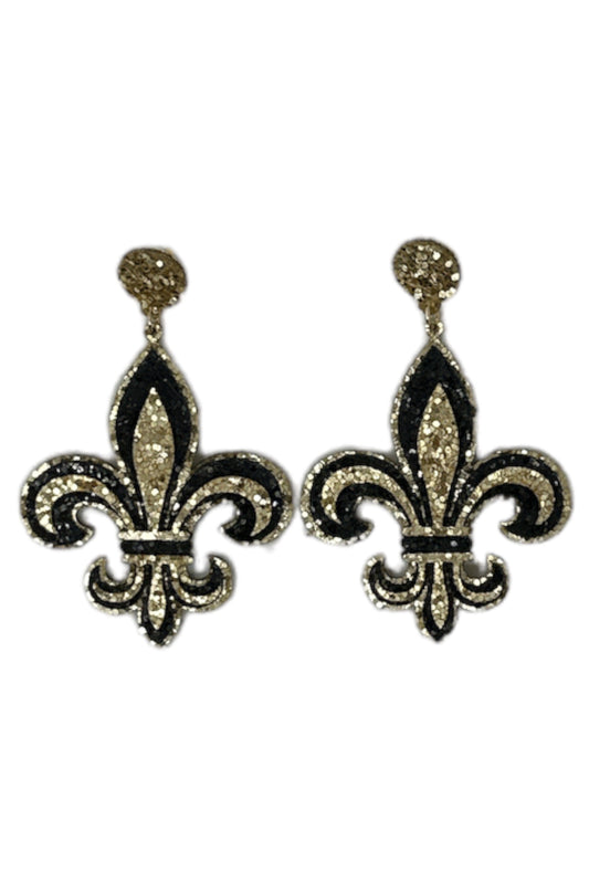 Fleur de Lis Glitter Earrings