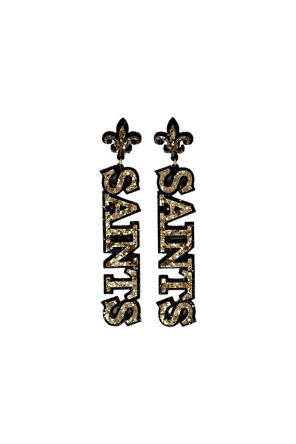 Saints Fleur de Lis Glitter Earrings