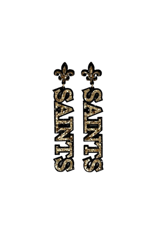 Saints Fleur de Lis Glitter Earrings