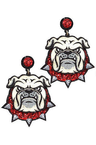 Georgia Bulldog Glitter Earrings