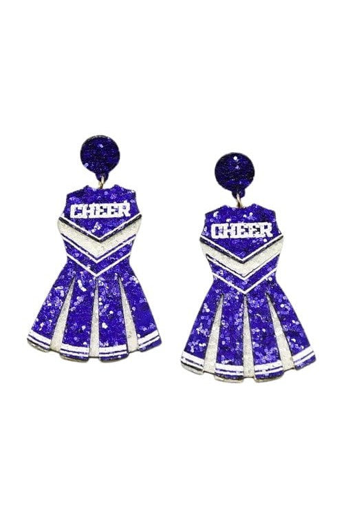 Blue and White Glitter Cheer Dress Earrings